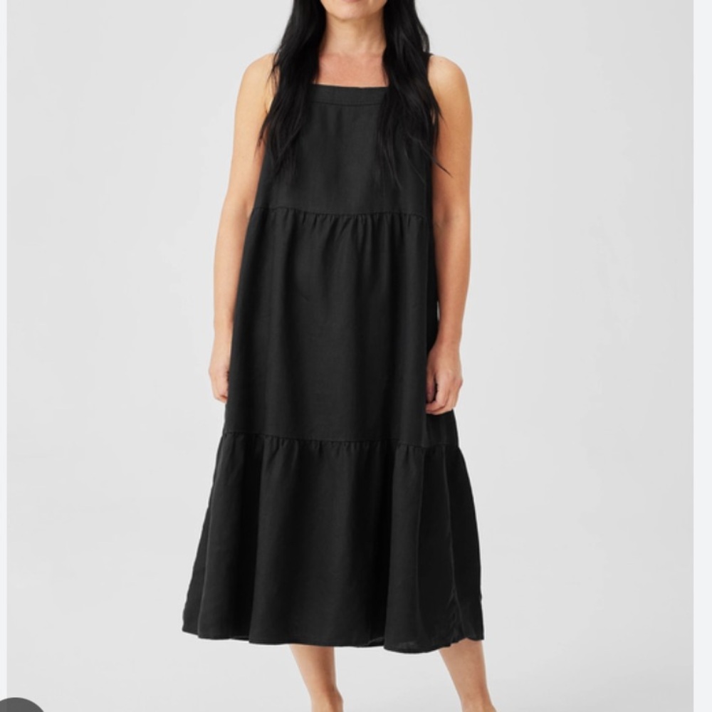 Eileen Fisher silk tiered midi dress